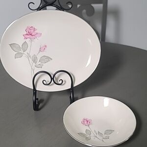 Zylstra Fine Dinning Serving Plate & Bowl Pink Rose Design